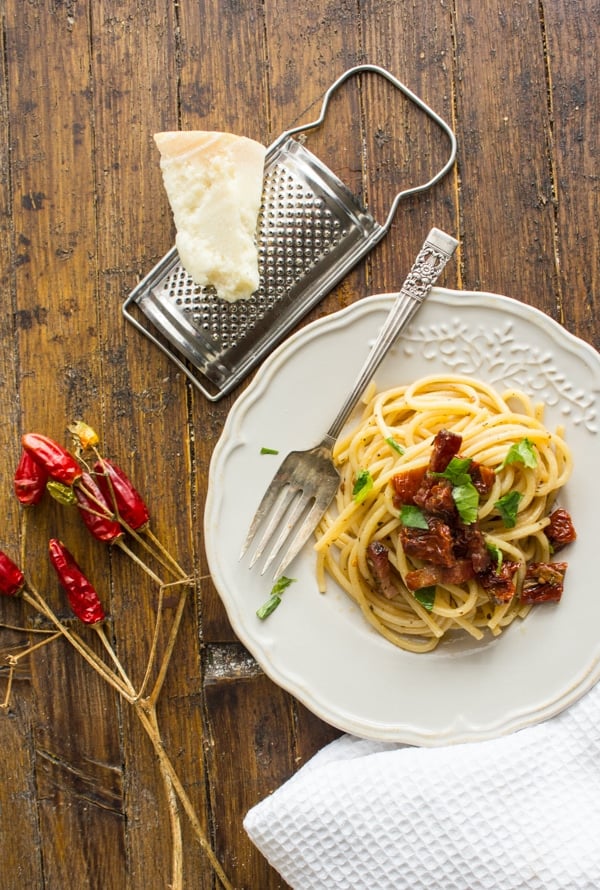 Spaghetti with SunDried Tomatoes and Pancetta An Italian in my Kitchen
