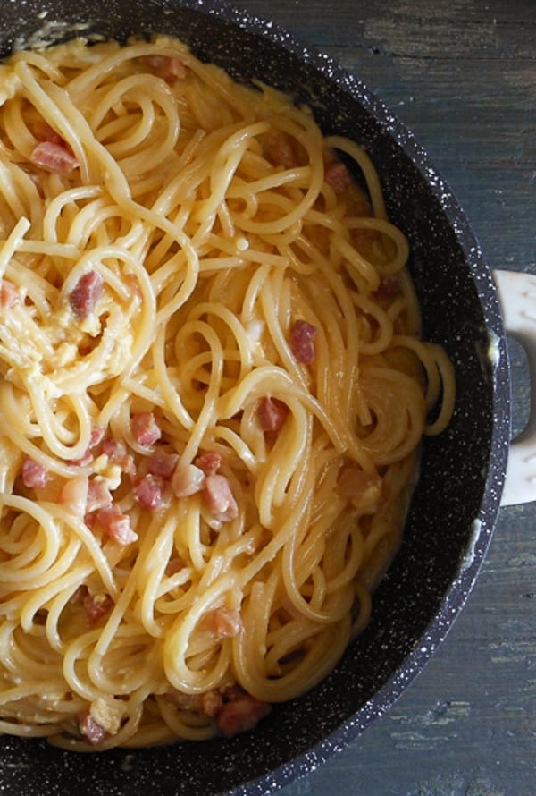 carbonara pancetta and egg pasta