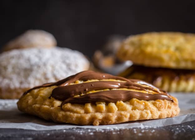 hand pies with nutella drizzled on top
