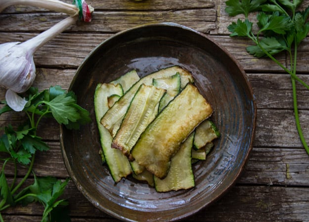 Italian marinated zucchini in a bowl 