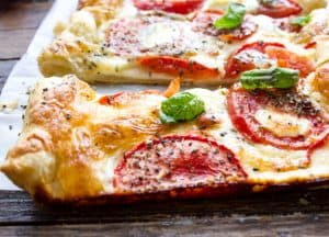 Easy Italian Fresh Tomato Cheese Pie, a delicious Italian healthy summer savory pie recipe, the perfect appetizer or main dish.