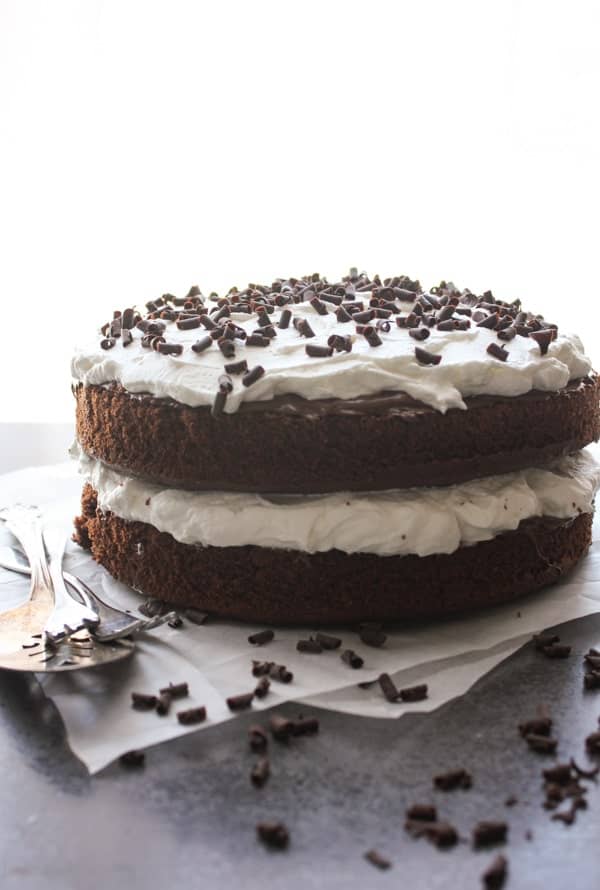 Nutella Chocolate Layer Cake, an easy layer cake dessert, the perfect birthday, valentine's day or any day cake recipe. Decadent and delicious.|anitalianinmykitchen.com