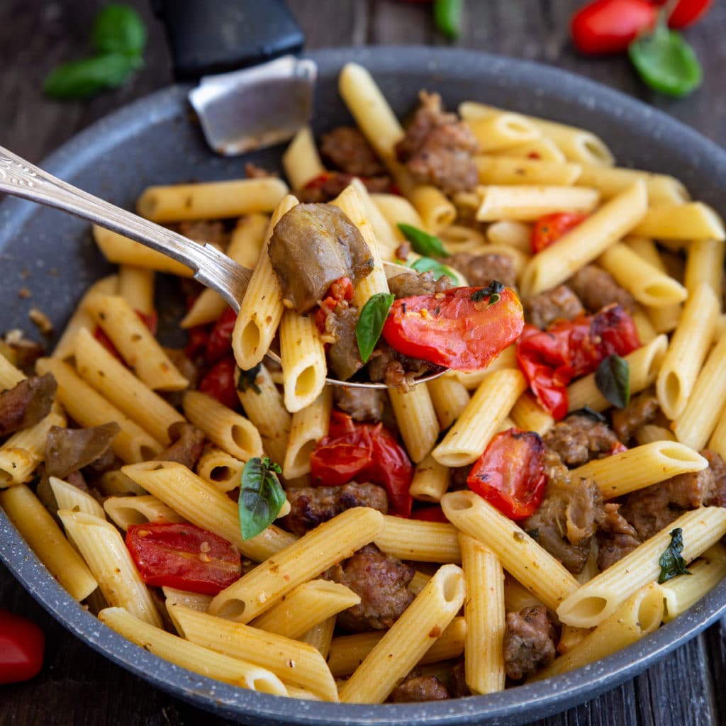 Tomato, Eggplant and Sausage Pasta An Italian in my Kitchen