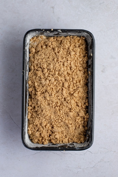 Bread ready for baking in a loaf pan.