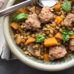 Easy Lentils and Sausage Soup is the perfect Healthy, Hearty Fall Soup. Full of Fresh Veggies, Italian Sausage, Lentils and Spices.