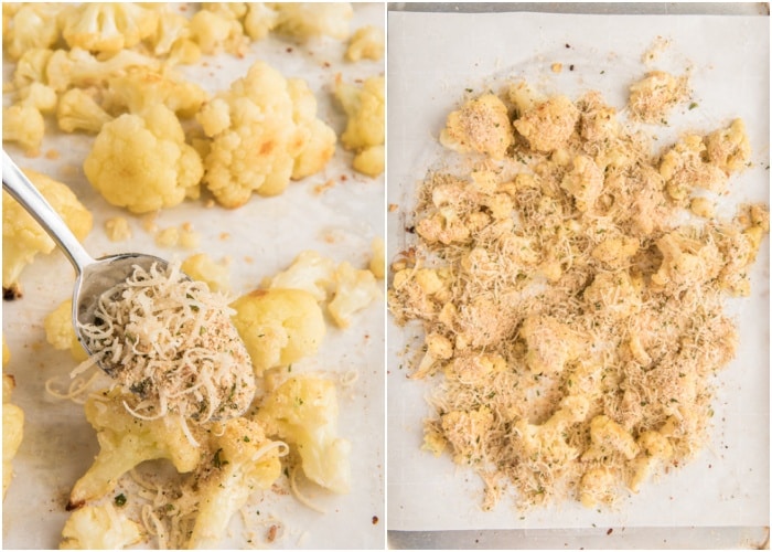 The roasted parmesan before and after baked.