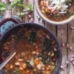 bean soup in a pot and a bowl