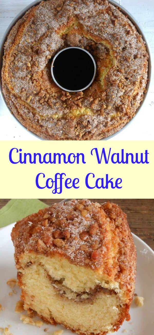 Cinnamon Walnut Coffee Cake one of the best and so easy homemeade cinnamon coffee cakes, the perfect made from scratch anytime desserts/anitalianinmykitchen.com