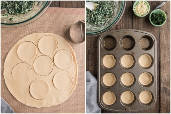 Pastry cut out and fit into muffin tin.