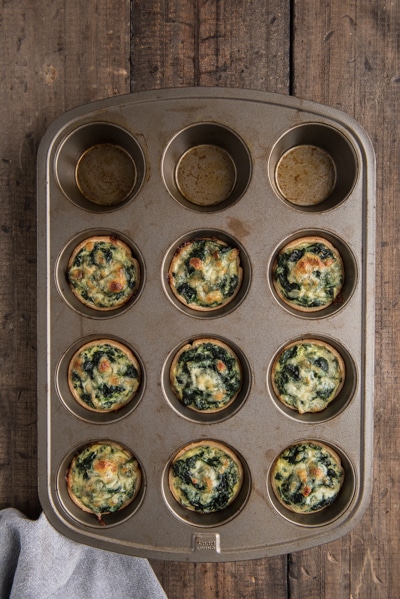 The ricotta spinach tarts baked.