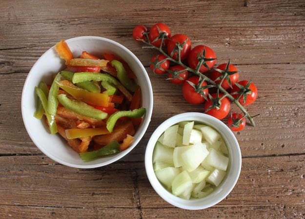 sauteed vegetables and spaghetti