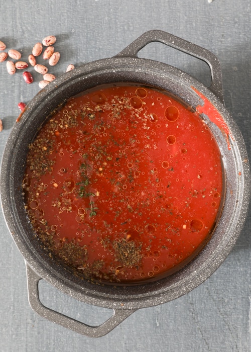 The ingredients in the pot.