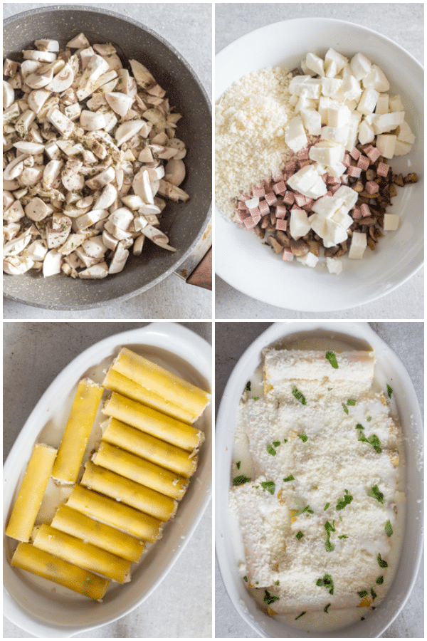 cannelloni how to make the filling in a bowl stuffed and ready for baking