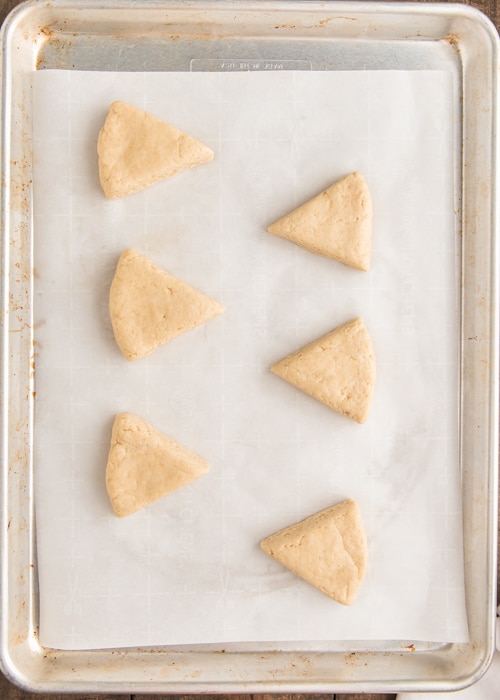 Wedges on a baking sheet.