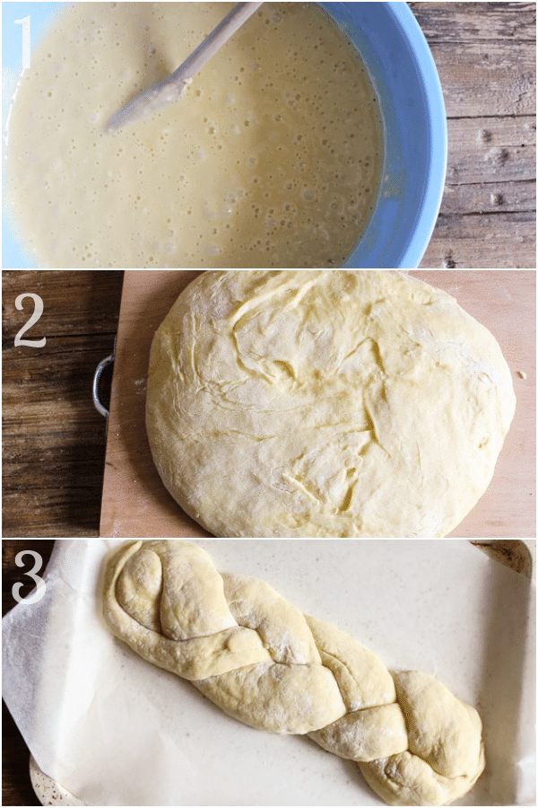 easter bread how to make mixing the wet ingredients, making and shaping the dough