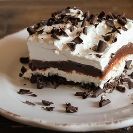 The perfect, Chocolate and Cream with the right touch of Tramisu, can't get enough, best unbaked Chocolate Lasagna Recipe.