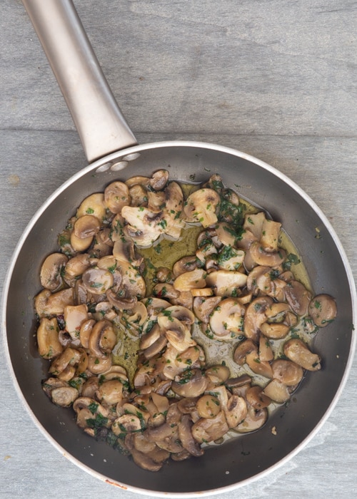 Mushroom cooked in the pan.