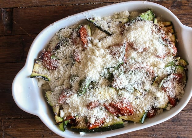 grilled zucchini and tomato cheese bake