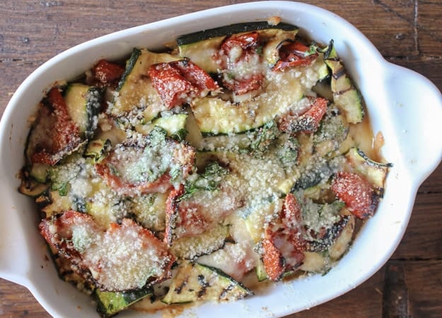 grilled zucchini and tomato cheese bake