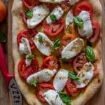 no yeast pizza dough baked with a caprese topping