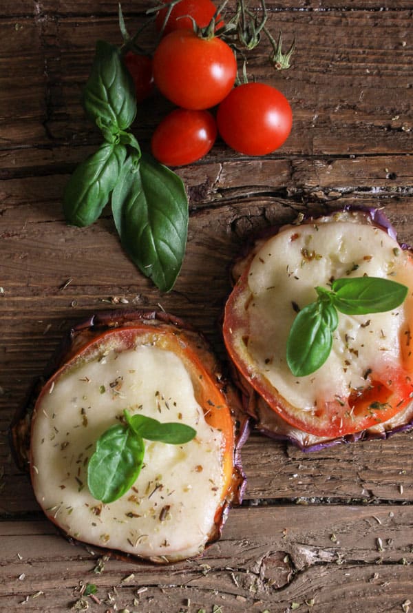 Easy Hot or Cold Grilled Eggplant Caprese, the perfect summer appetizer, side dish or main dish. Fast, easy and incredibly delicious/anitalianinmykitchen.com