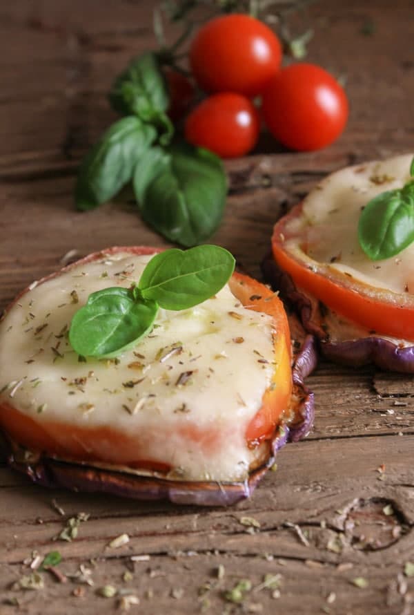 Easy Hot or Cold Grilled Eggplant Caprese, the perfect summer appetizer, side dish or main dish. Fast, easy and incredibly delicious/anitalianinmykitchen.com