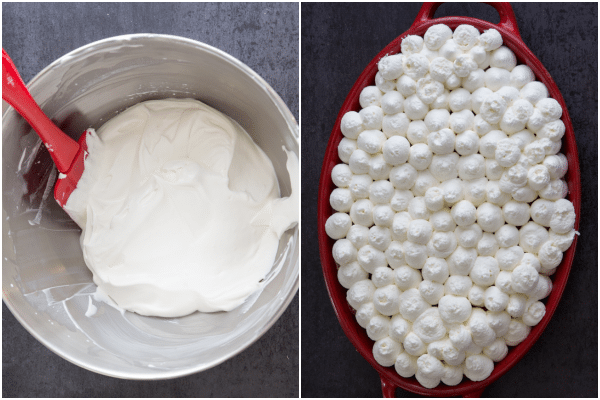 kid tiramisu how to make cream mixture whipped and finished tiramisu in a red pan
