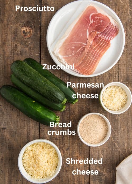 Ingredients for zucchini rollups.