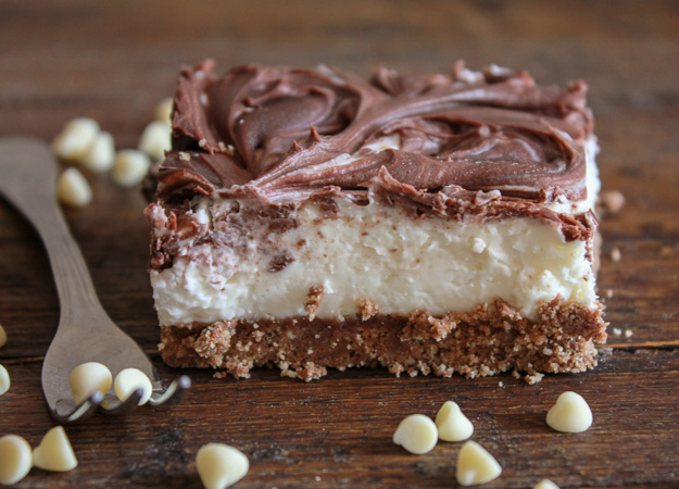 No Bake Nutella Cookie Crust Double Chocolate Cheesecake