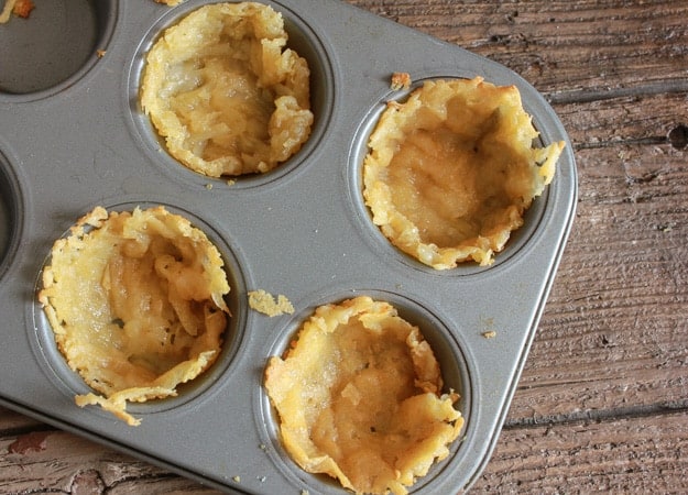 Stuffed Potato Parmesan Cheese Baskets, the perfect healthy, fast and easy year round appetizer recipe. Fill with your favorite veggies/anitalianinmykitchen.com