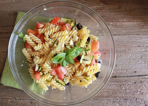 The perfect Italian Pasta Salad with Fresh Summer Vegetables. An easy, healthy summer salad, with grilled zucchini. Serve it for lunch, dinner or a party/anitalianinmykitchen.com