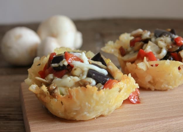 Stuffed Potato Parmesan Cheese Baskets, the perfect healthy, fast and easy year round appetizer recipe. Fill with your favorite veggies/anitalianinmykitchen.com