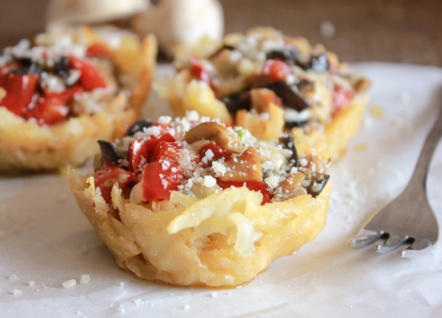 Stuffed Potato Parmesan Cheese Baskets, the perfect healthy, fast and easy year round appetizer recipe. Fill with your favorite veggies/anitalianinmykitchen.com