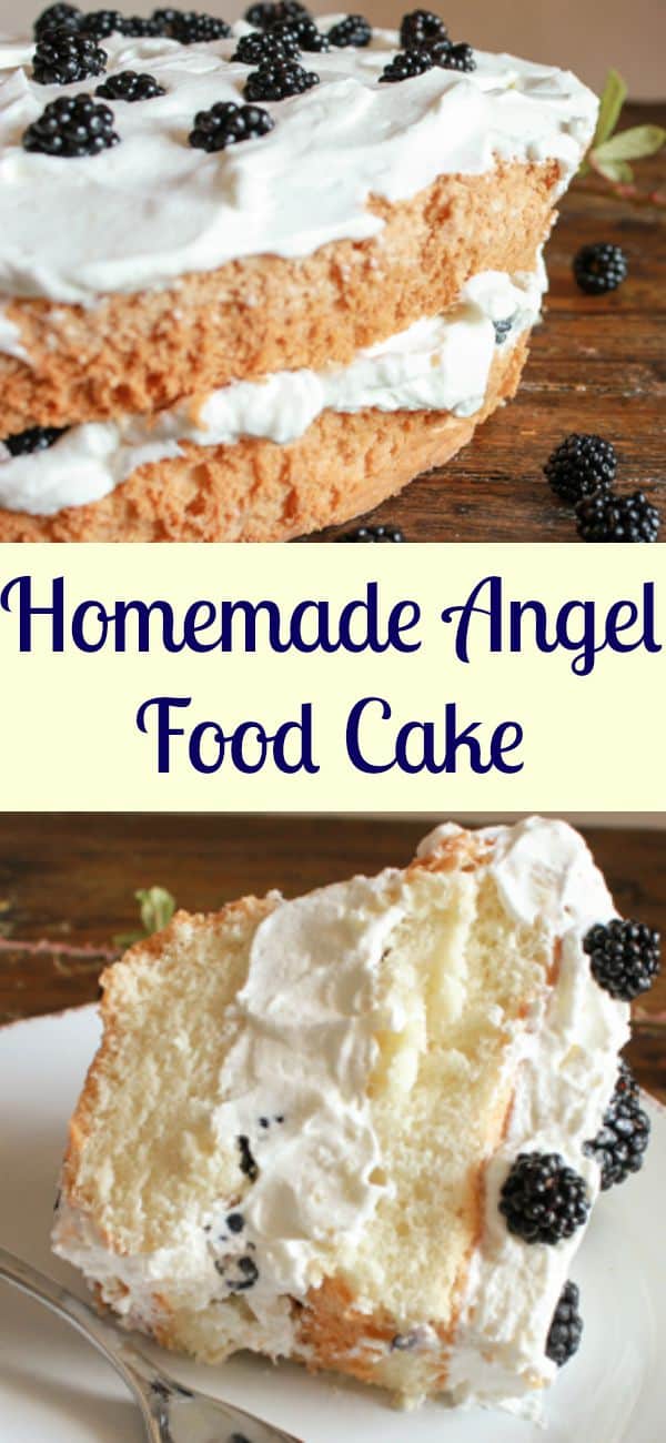  Homemade Angel Food Cake, an easy delicious made from scratch cake recipe. Best with a simple whipped cream filling and fruits and berries./anitalianinmykitchen.com