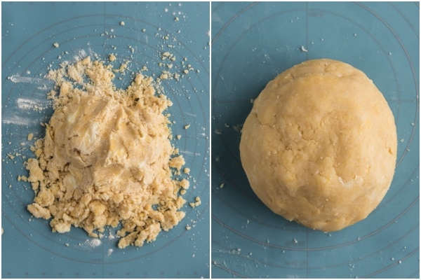 The dough before and after rolled and ready for chilling.