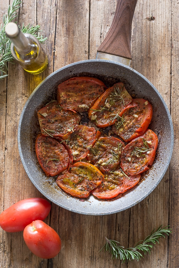 fried tomatoes in a pan