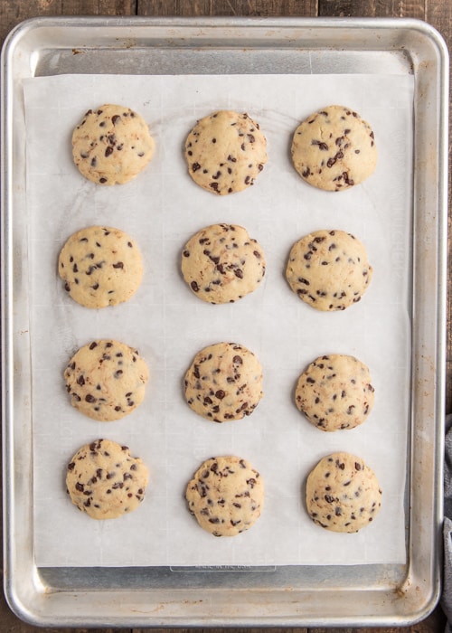 Cookies baked on baking sheet.