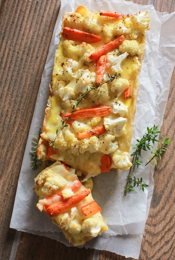 Baked Cauliflower Carrot Cheese Pie, a healthy easy homemade pastry dough and a delicious vegetarian, cheesy filling. Appetizer/main dish.|anitalianinmykitchen.com