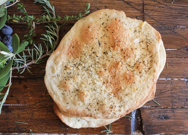 Thin Crispy Focaccia, an easy, crunchy Italian recipe, sprinkle it with your favorite seasonings. A perfect accompaniment to soup, stews etc |anitalianinmykitchen.com