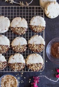 Chocolate Hazelnut Shortbread Cookies, a simple, easy melt in your mouth Christmas shortbread cookie, perfect plain or dipped in chocolate.