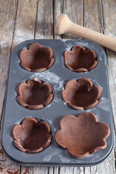 tart cutouts in muffin tin