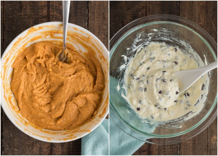 The fillings made in the bowls.