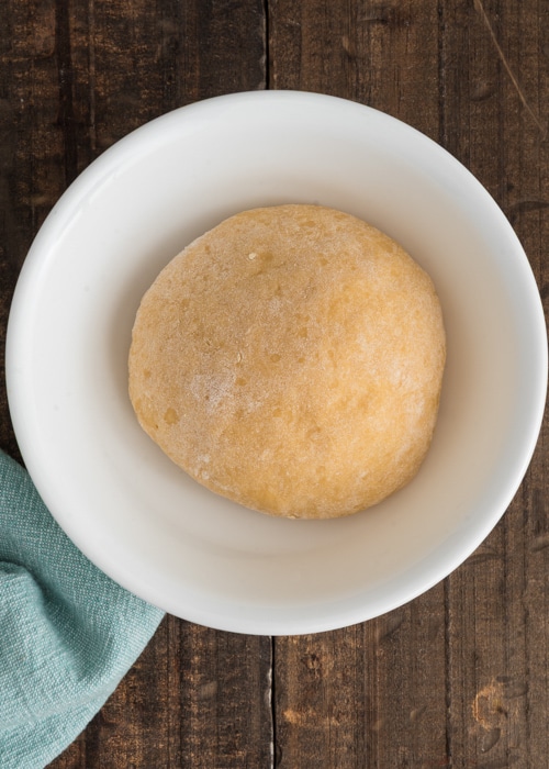 The dough mixed in the bowl.