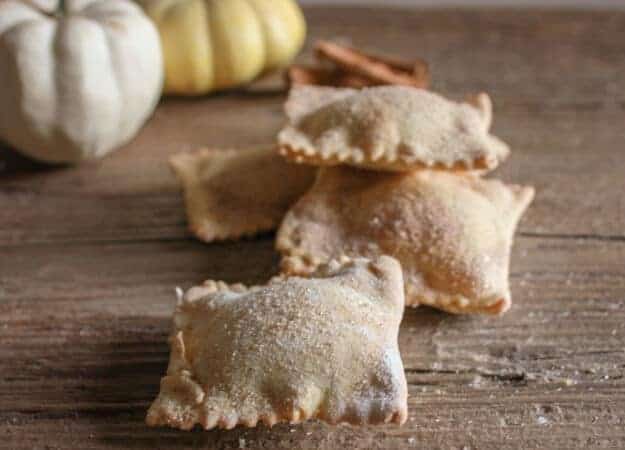 Pumpkin Pie Stuffed Sweet Ravioli, these homemade baked or fried pumpkin pie filled ravioli are a delicious change for a sweet Fall dessert