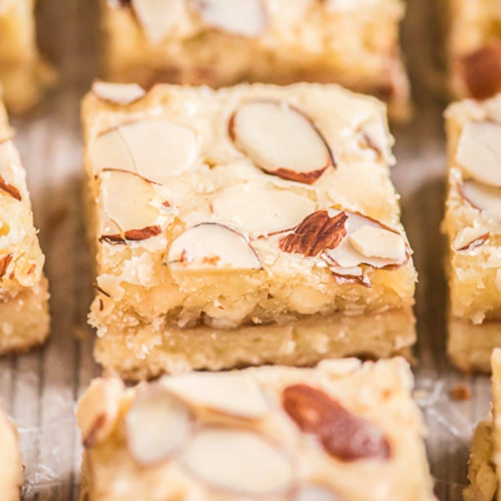 Almond bars up close.