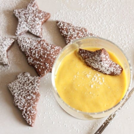 Zabaione, a delicious Italian creamy dessert. If you like eggnog you will love Zabaione, serve it with these yummy Italian chocolate cut-out cookies.|anitalianinmykitchen.com