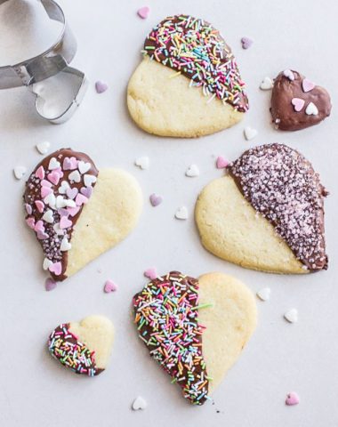 cookie shaped heart cookies on a white board