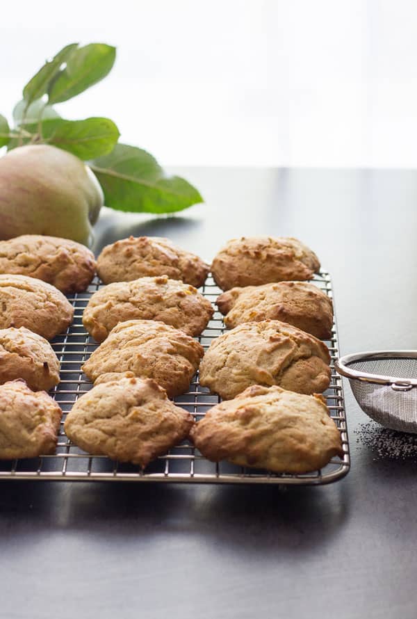 cinnamon applesauce cookies on a rack cooling