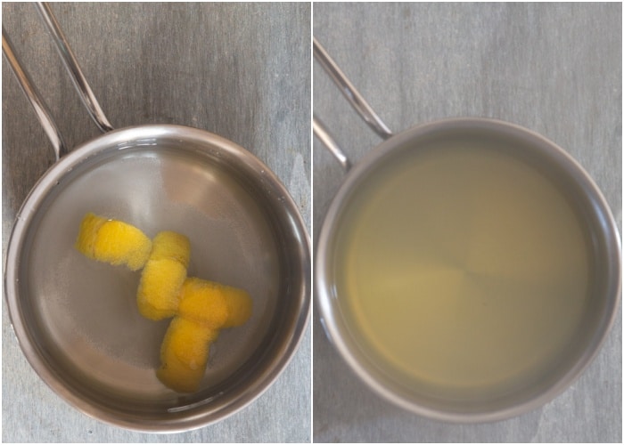 Sugar water before and after made.