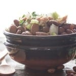 bean salad in a brown bowl